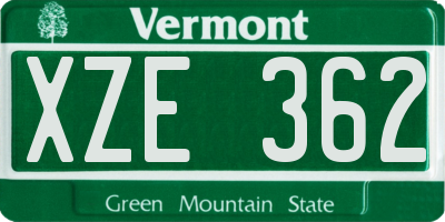 VT license plate XZE362