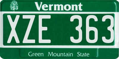 VT license plate XZE363