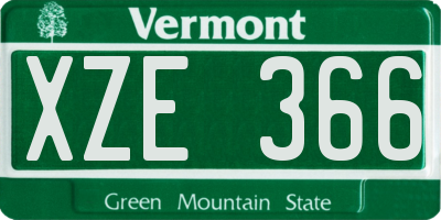 VT license plate XZE366