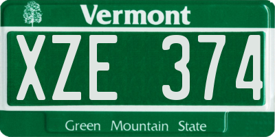 VT license plate XZE374