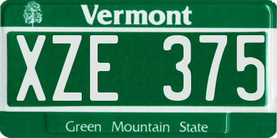VT license plate XZE375