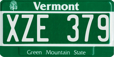 VT license plate XZE379