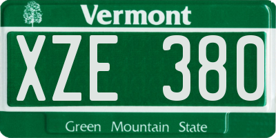 VT license plate XZE380