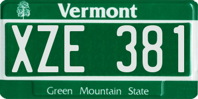VT license plate XZE381