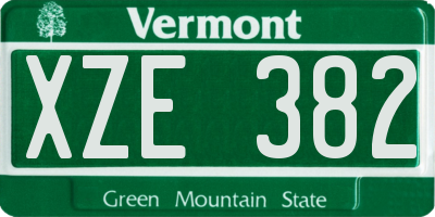 VT license plate XZE382