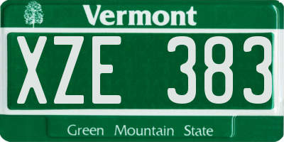 VT license plate XZE383