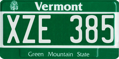 VT license plate XZE385