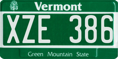 VT license plate XZE386
