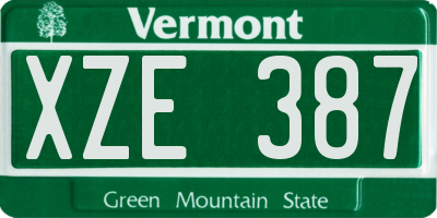 VT license plate XZE387