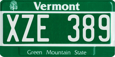 VT license plate XZE389