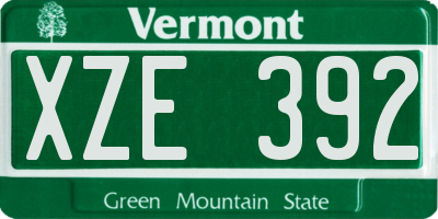 VT license plate XZE392