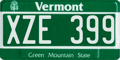 VT license plate XZE399