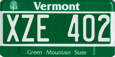 VT license plate XZE402