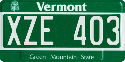 VT license plate XZE403