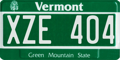 VT license plate XZE404
