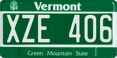 VT license plate XZE406