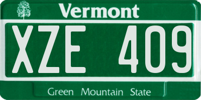 VT license plate XZE409