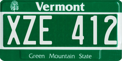 VT license plate XZE412