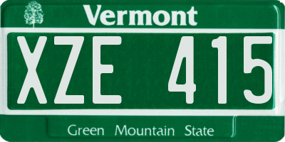 VT license plate XZE415