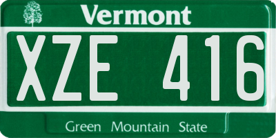 VT license plate XZE416