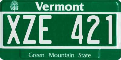 VT license plate XZE421