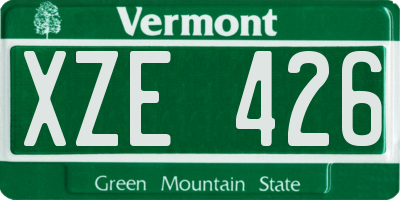 VT license plate XZE426