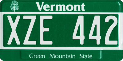 VT license plate XZE442