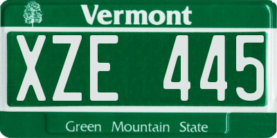 VT license plate XZE445