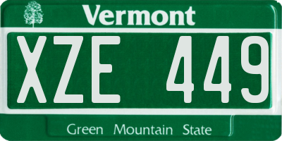 VT license plate XZE449