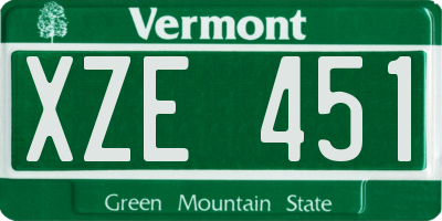 VT license plate XZE451