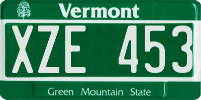 VT license plate XZE453
