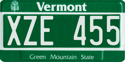 VT license plate XZE455