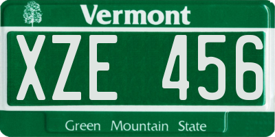 VT license plate XZE456