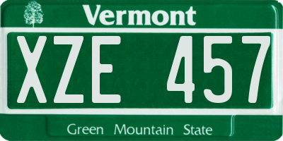 VT license plate XZE457