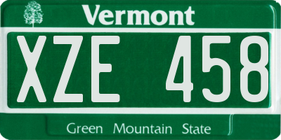 VT license plate XZE458