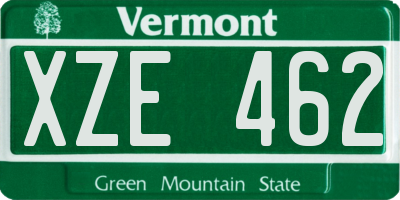 VT license plate XZE462