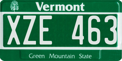 VT license plate XZE463