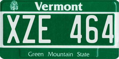 VT license plate XZE464