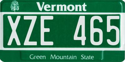 VT license plate XZE465