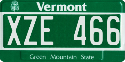 VT license plate XZE466