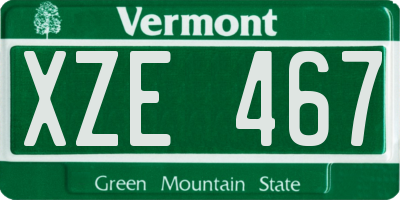 VT license plate XZE467
