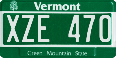VT license plate XZE470