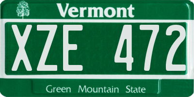 VT license plate XZE472
