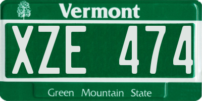 VT license plate XZE474