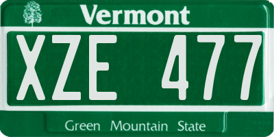 VT license plate XZE477