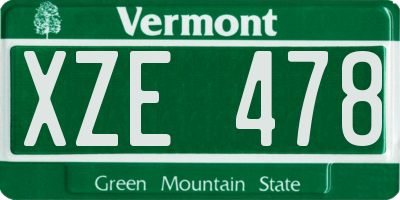 VT license plate XZE478