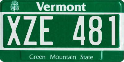 VT license plate XZE481