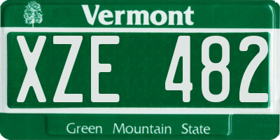 VT license plate XZE482