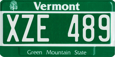 VT license plate XZE489