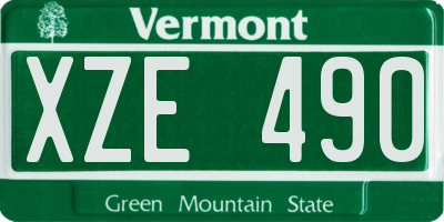 VT license plate XZE490